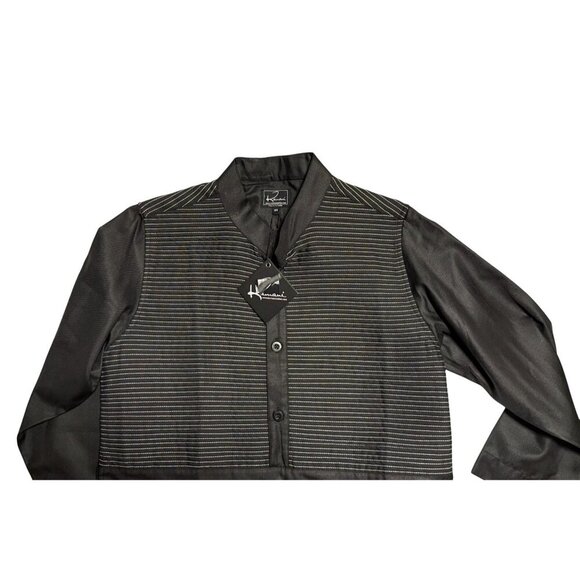 Kamani Mens or Youth Black Islamic Thobe Robe White Thread Embellishment Size 48 - Picture 10 of 13